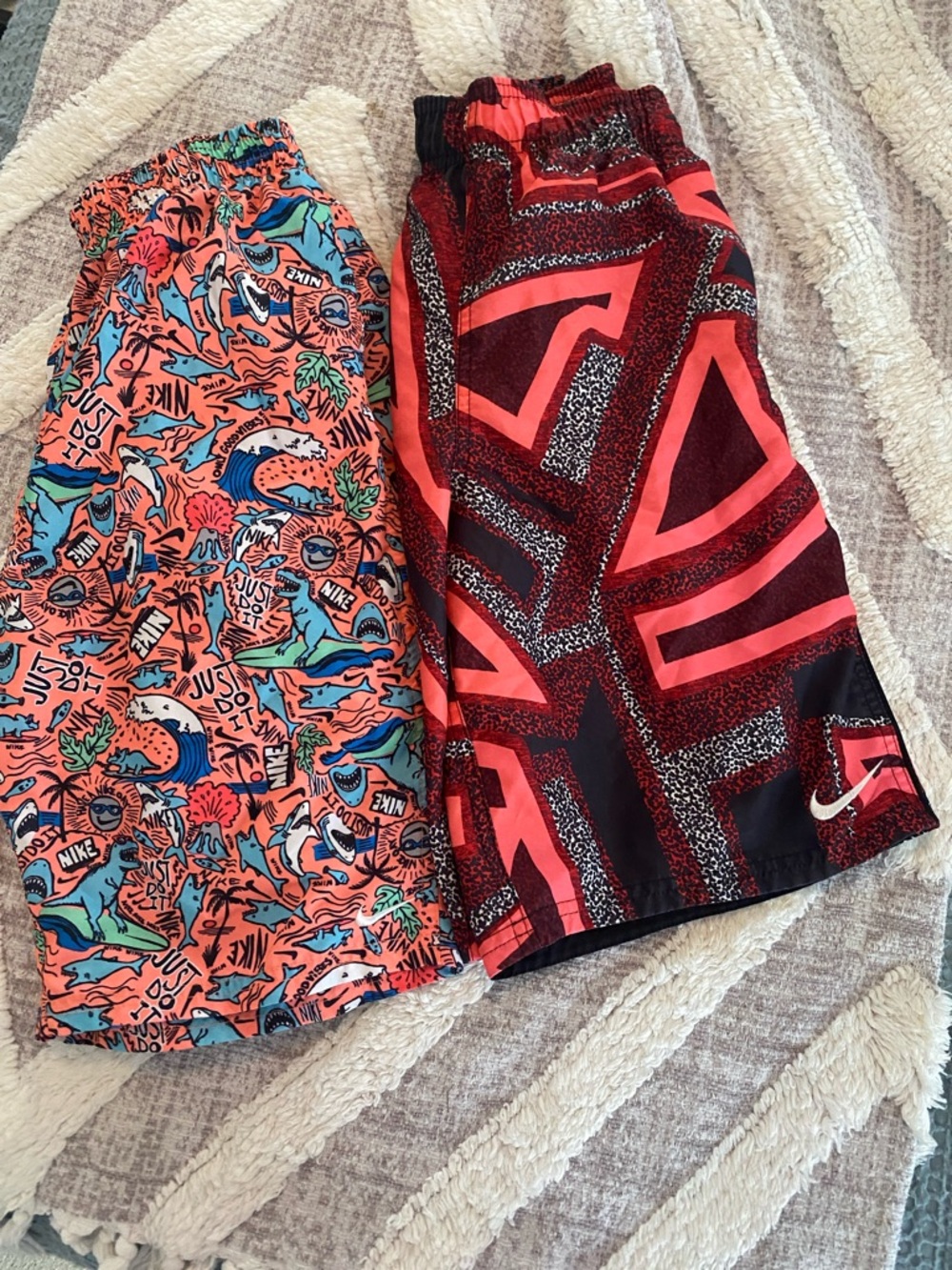 Nike Coral Graphic & Coral-Black Pattern Athletic Shorts Set